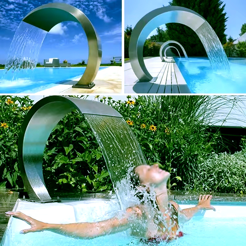 Artificial Garden Ornaments Pool Accessories Swimming Pool Fountain 304 Stainless Steel Water Fall