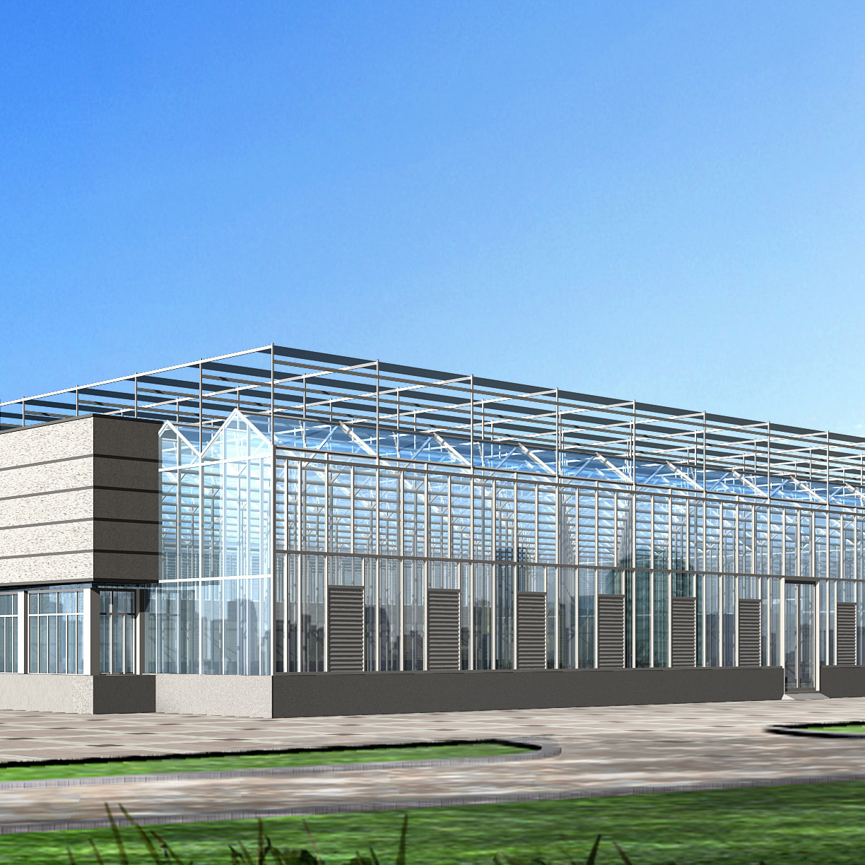 Galvanized steel structure used commercial venlo glass greenhouses for plant growth