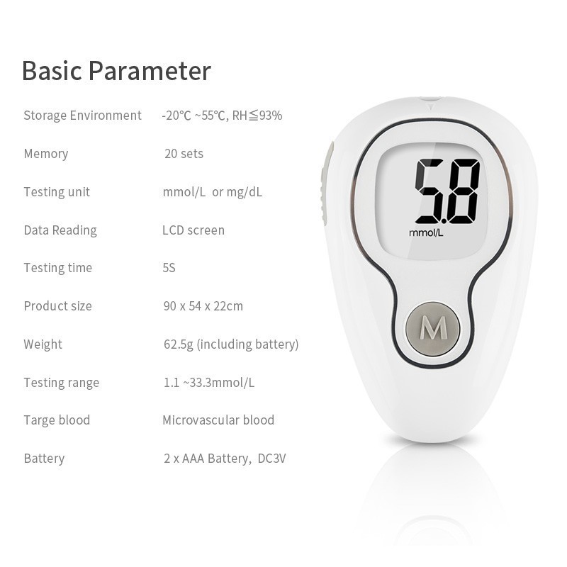 Safety Analyzer Medical Instrument Biosensor for Blood Sugar Monitoring Glucometer Diabetes Testing Blood Sugar Monitor