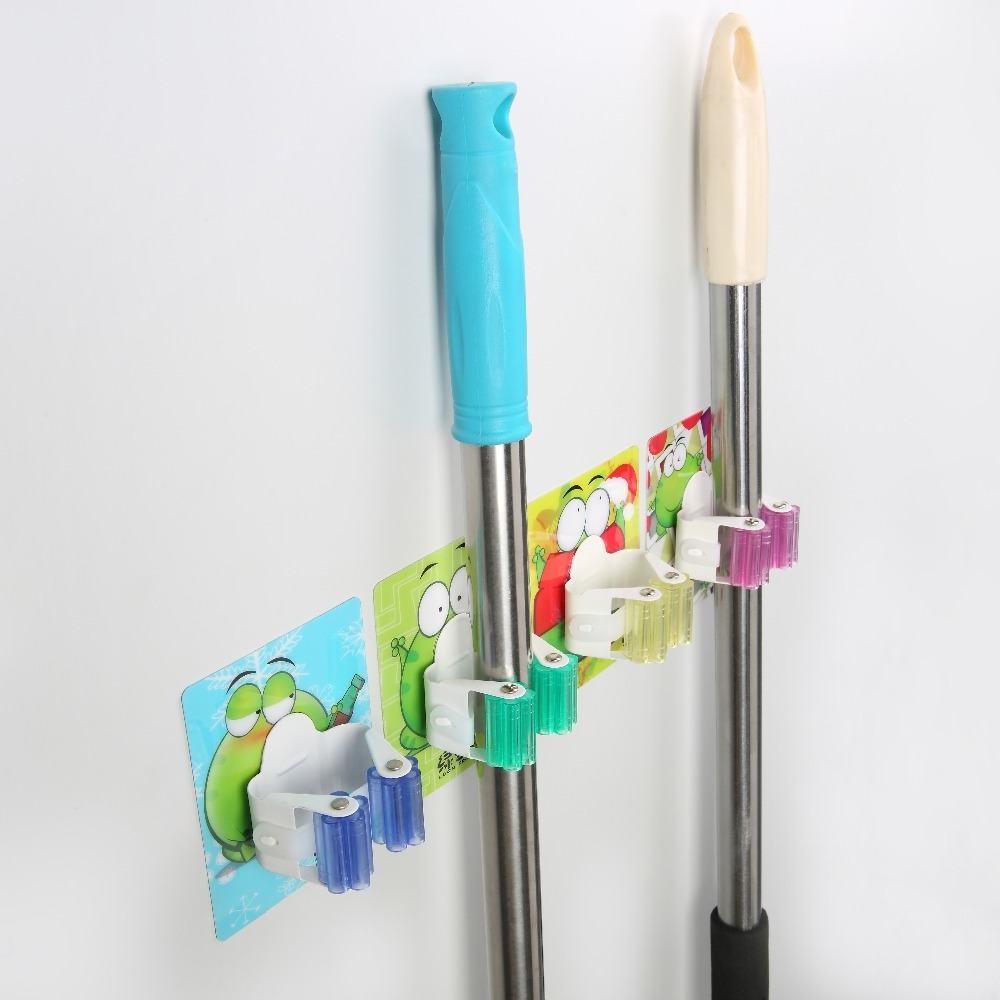 Stainless Steel Magic Stick On Wall Mop Handle And Broom Holder