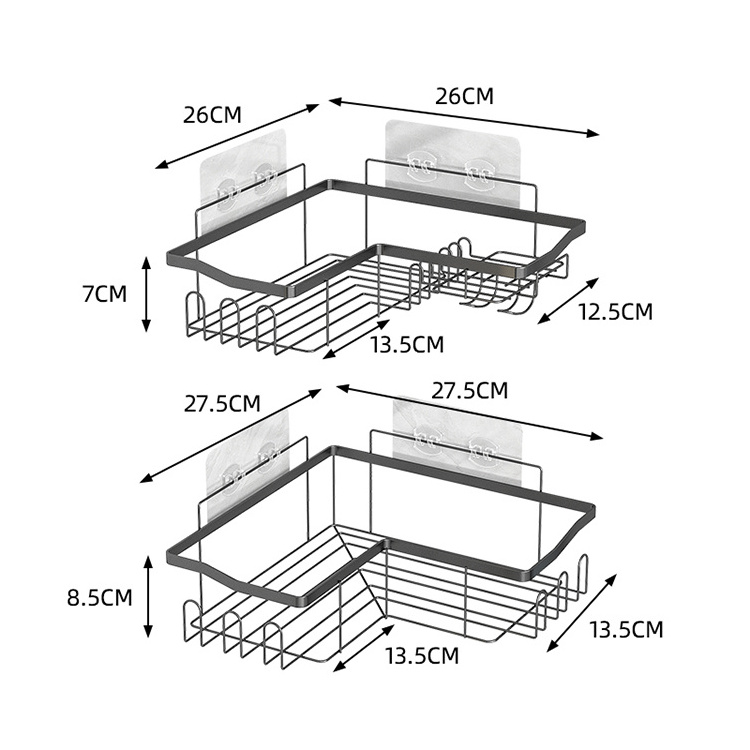 New Product Wall Mounted Metal Bathroom Shower Room Shampoo Corner Storage Shelf