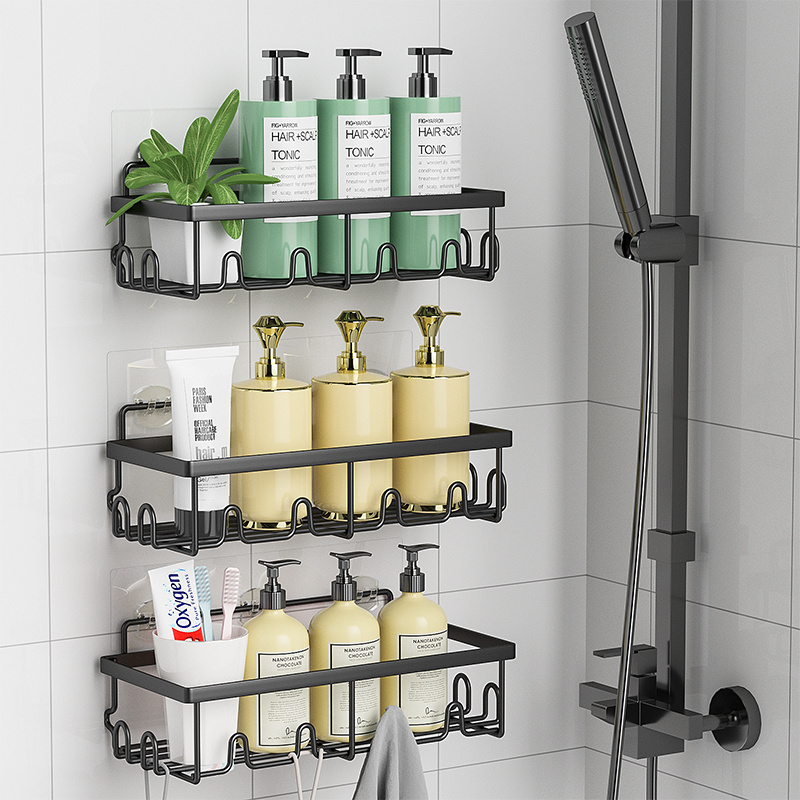 Hot Sale Bathroom No-Punch Wall Mounted Self-Adhesive Stainless Steel Bathroom Storage Shelf Shower Caddy