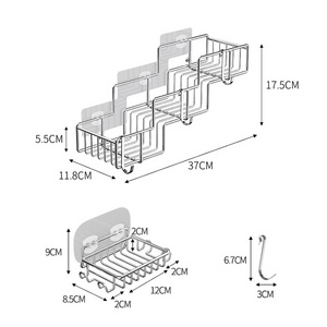 Wall Mounted Stainless Steel Bathroom Self Adhesive Rectangular Shower Caddy For Storage Shampoo