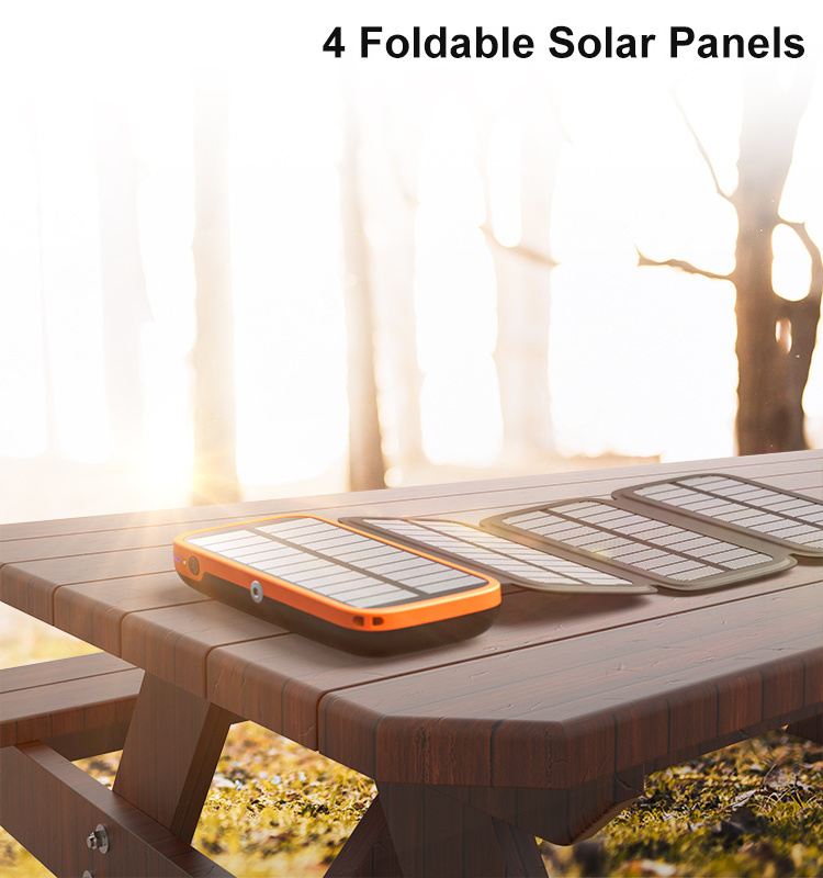 Outdoor Foldable Waterproof Solar Panel 20000Mah Usb Fast Charger Solar Power Bank