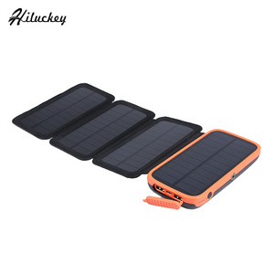 2024 Hot Sale Hiluckey Portable Charger 4 Solar Panels 20000Mah Solar Power Bank With Led Flashlight