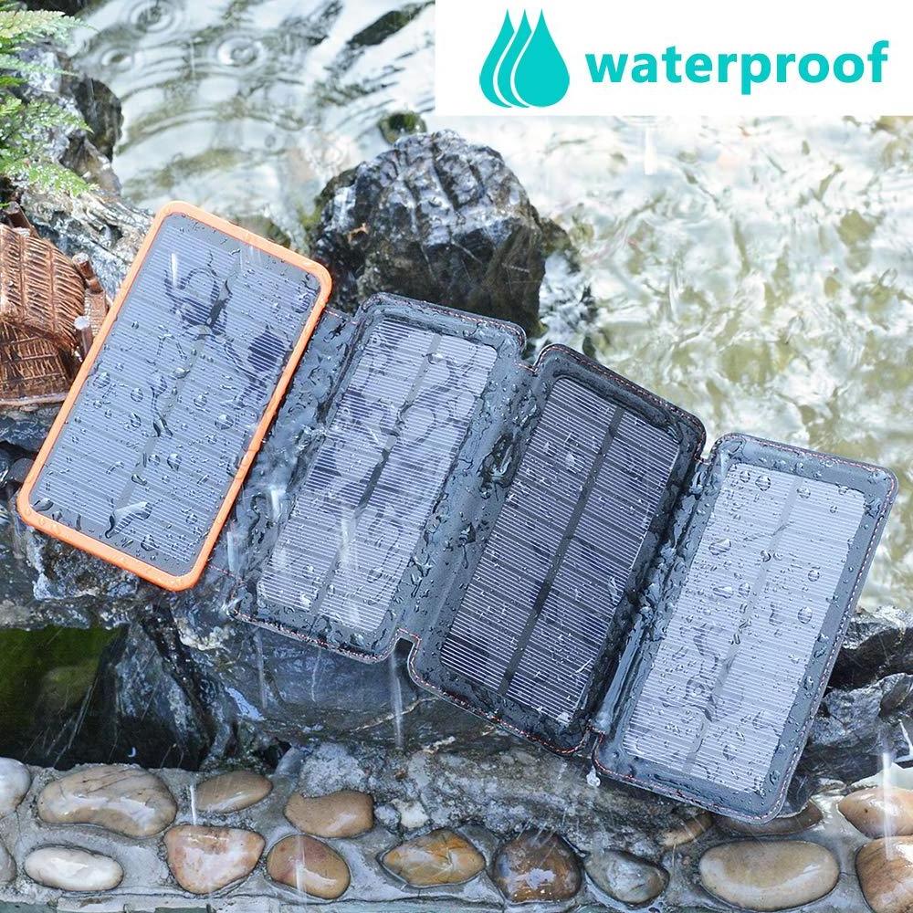 Hiluckey Fast Charging 20000 mAh Foldable Outdoor Portable Solar Charger 20000mAh Powerbank Solar Power Bank With Led Lights