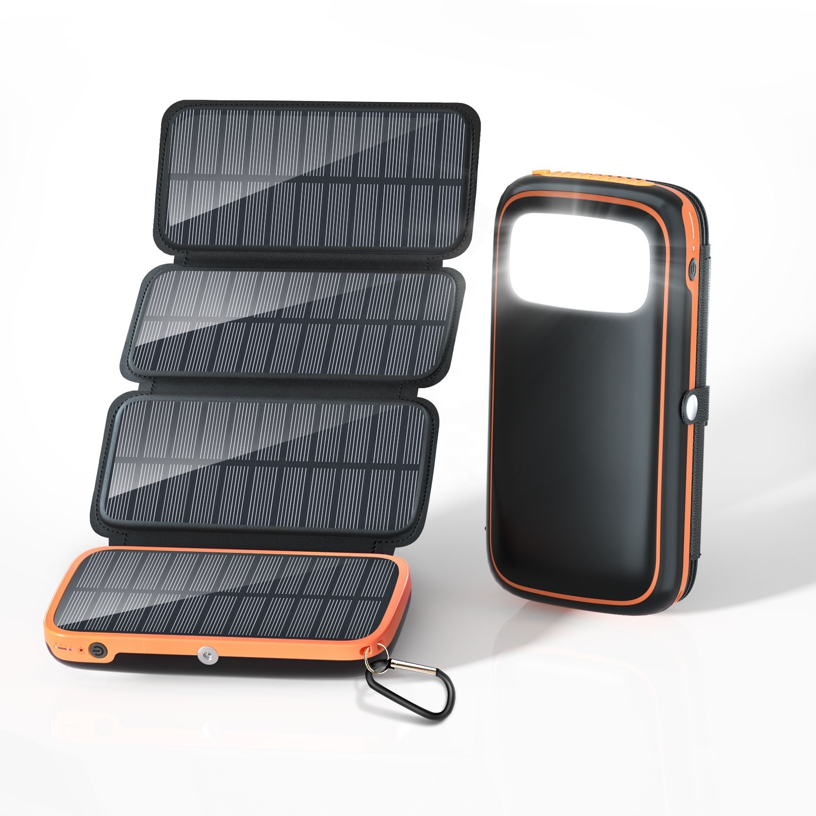 Factory Directly 20000Mah Outdoor Solar Power Bank 4 Foldable Solar Panels Phone Charger