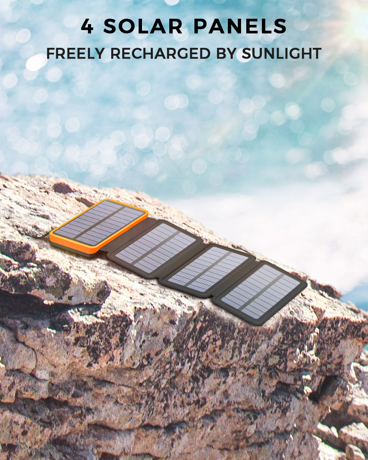 Hiluckey Dual Usb Solar Power Bank Foldable High Capacity 20000Mah Power Bank Smartphone Solar Charger