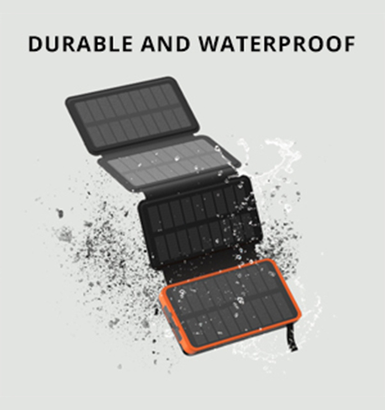 Hiluckey Solar Power Bank 16000mAh Solar Charger Portable Solar Power Charger with 4 Solar Panels Solar Charging