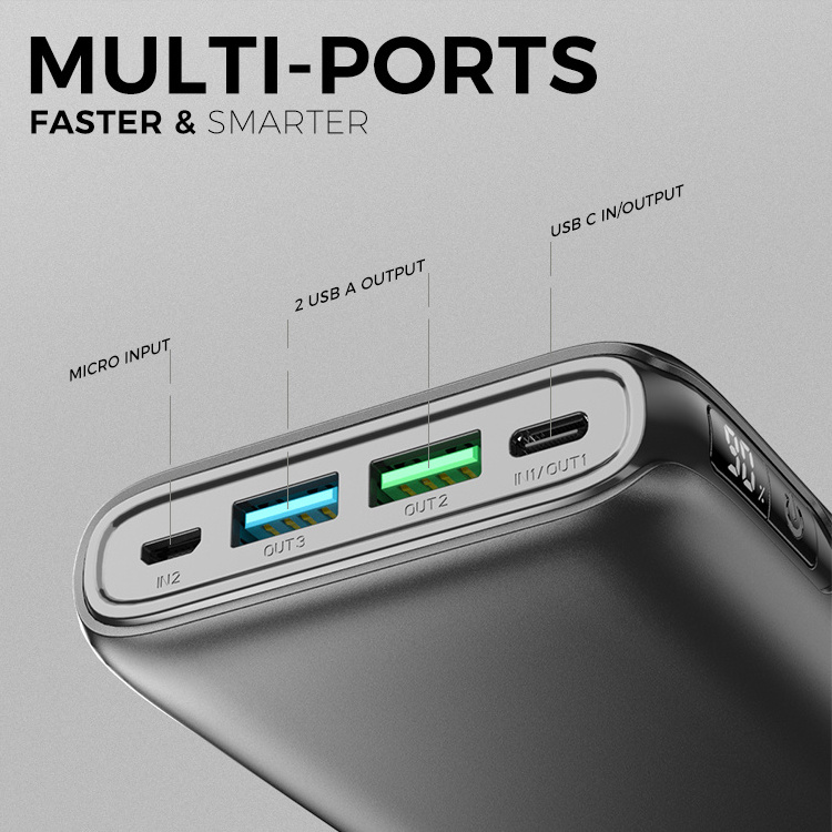 20000mAh QC 3.0 20W Fast Charging Portable Phone Power Bank for iPhone Samsung