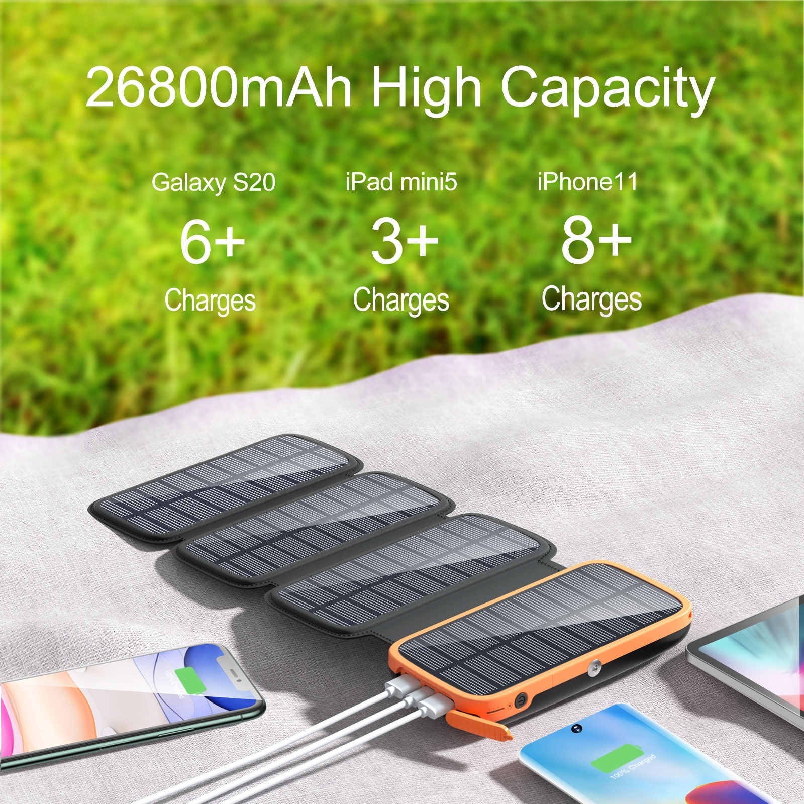 Factory Price High Capacity Waterproof 20000Mah Outdoor Solar Power Bank Panels Detachable Solar Charger