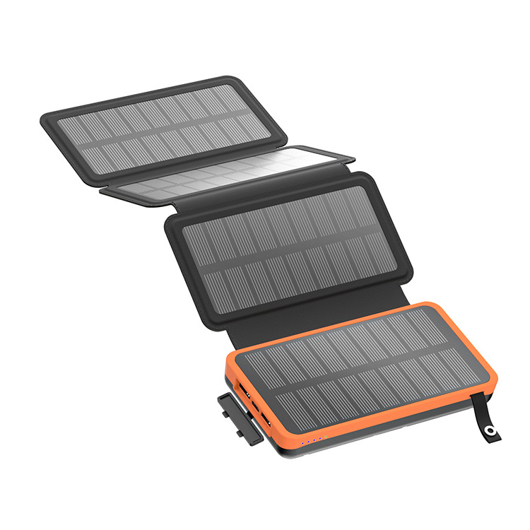 2024 Waterproof 4 Panels 20000Mah Solar Power Bank  Outdoor Solar Charger