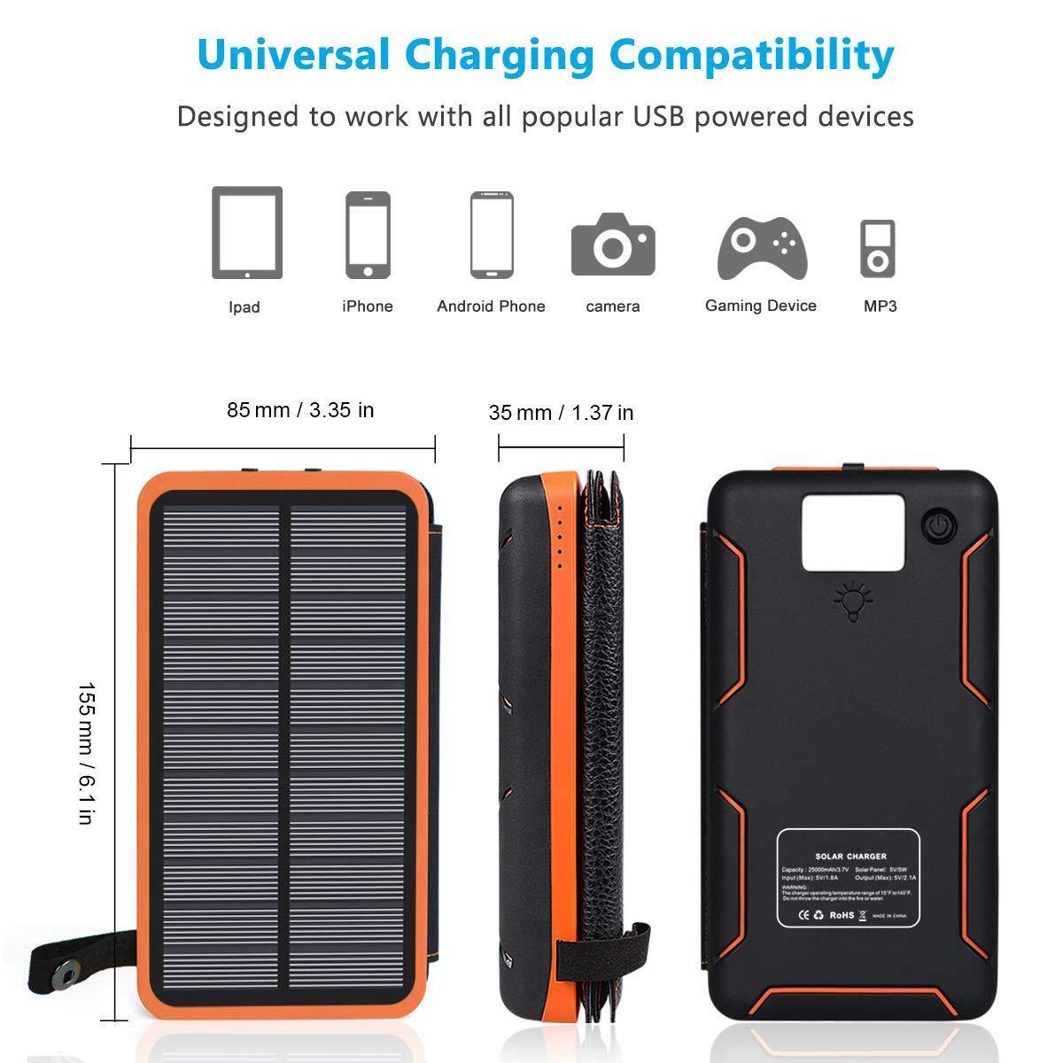 Hiluckey Hot Sale Foldable Power Bank Outdoor Portable Solar Phone Charger with LED Light Power Banks 16000mAh