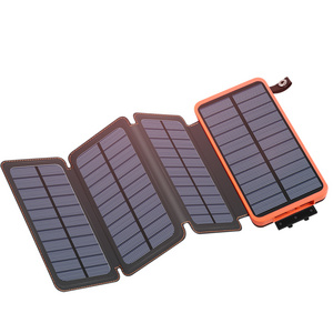 Hiluckey Portable Solar Powerbank Waterproof Power Bank Outdoor High Capacity Solar Charger With Led Light