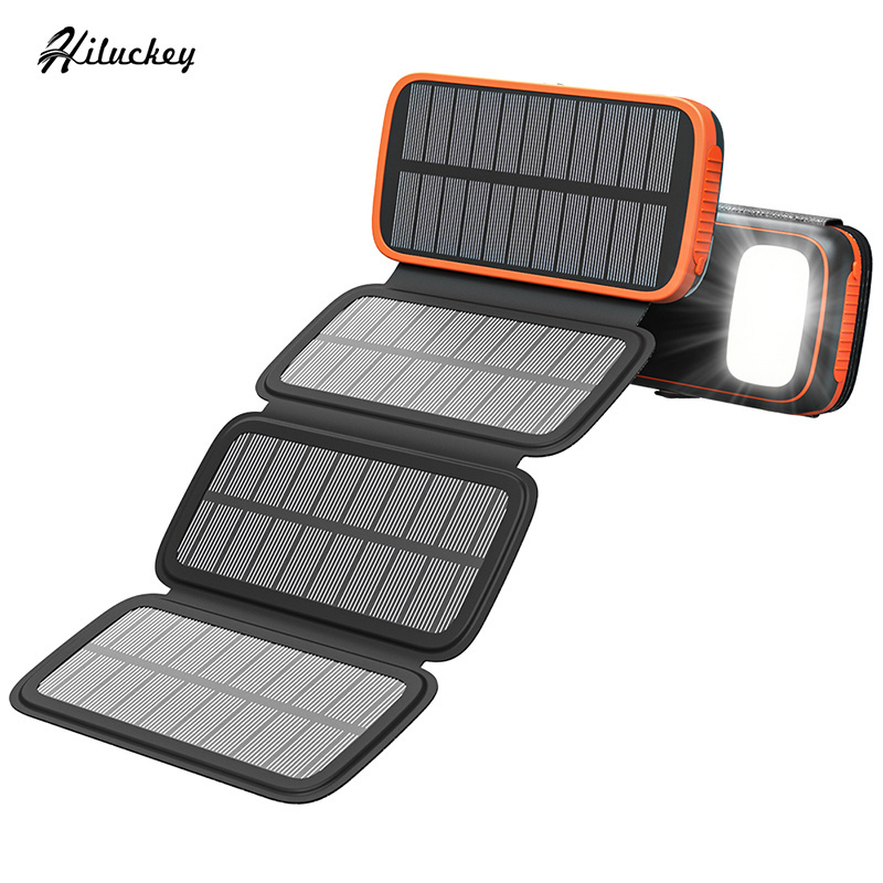 High Quality Fast Charging 4 Solar Panels Usb C Power Bank 20000Mah Solar Charger