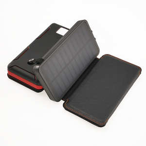 Custom Logo Solar Powerbank 20000Mah Led Flashlight Foldable Usb Solar Power Bank Panel Portable Charger