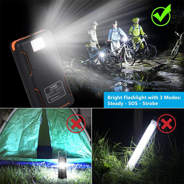 2024 Waterproof 4 Panels 20000Mah Solar Power Bank  Outdoor Solar Charger