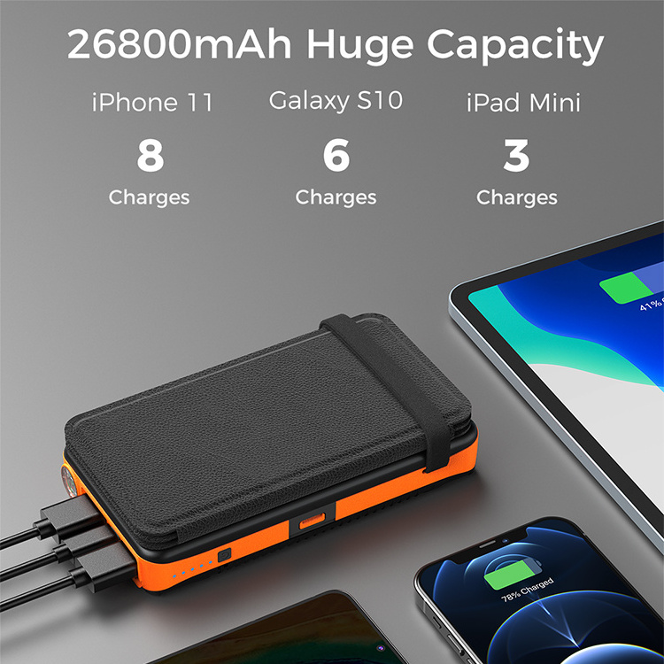 Hiluckey 2024 High Capacity Charger 20000mAh Waterproof Fast Charging Solar  Mobile Powerbank