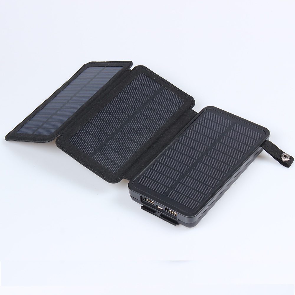 Hiluckey Portable Power Bank Solar Cell Phone Charger External Battery High Capacity Foldable Solar Power Bank