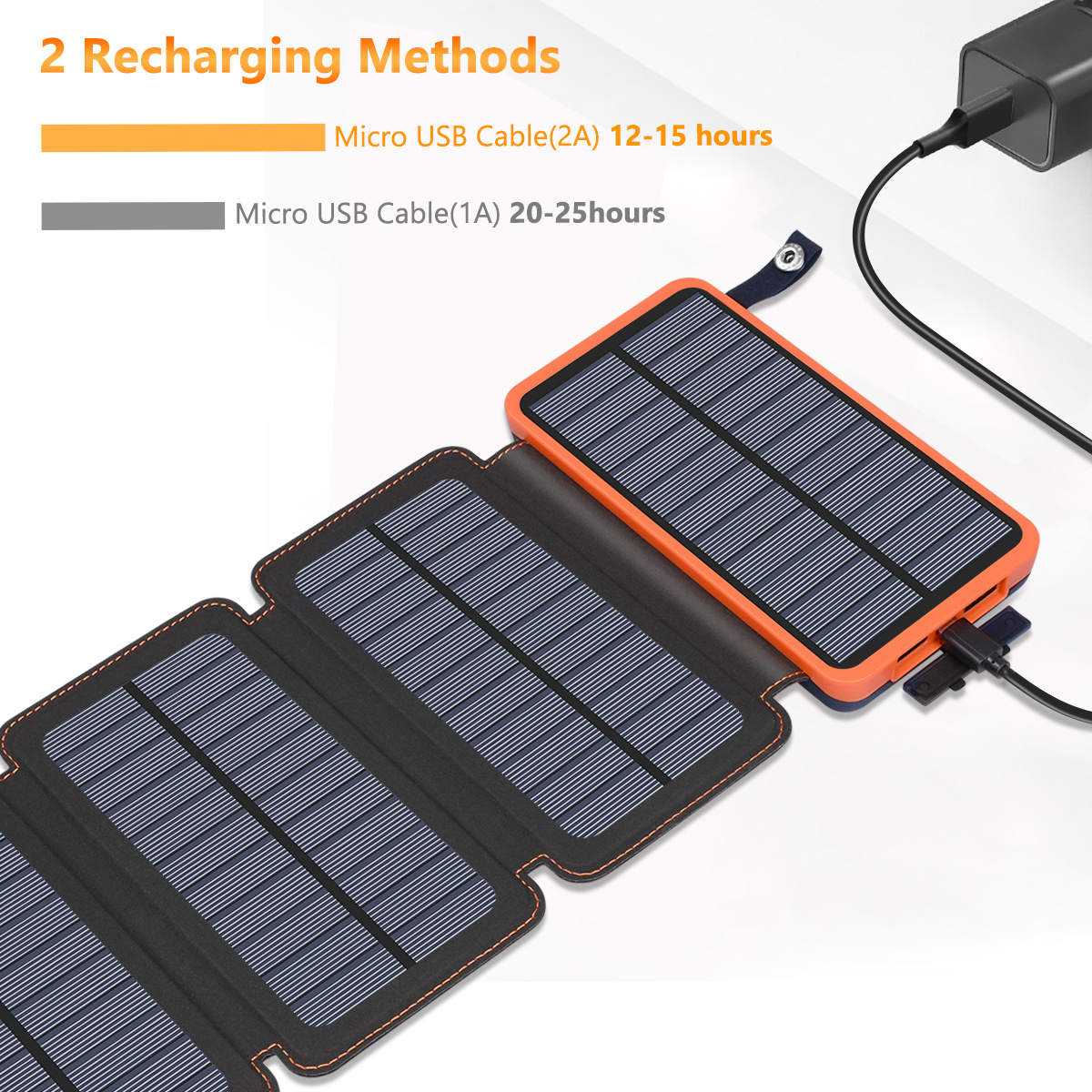 Hiluckey Custom High Capacity Solar Power Bank Charger with LED Light External Battery Outdoor Foldable Portable Fast Charge