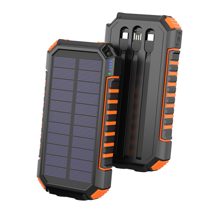 Universal Self Wired DIY Small Solar Power Bank 2 Usb Solar Powerbank 20000Mah Waterproof Solar Charger