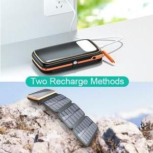 Hiluckey Outdoor 20000mAh Portable Solar Charger Waterproof Solar Power Bank Panel Charger