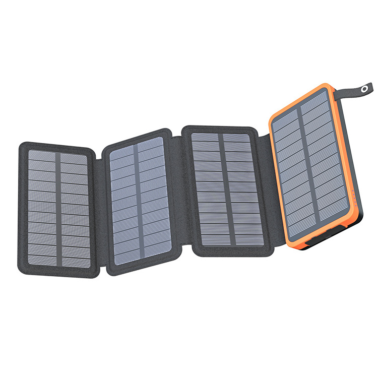 Hiluckey Solar Power Bank 16000mAh Solar Charger Portable Solar Power Charger with 4 Solar Panels Solar Charging