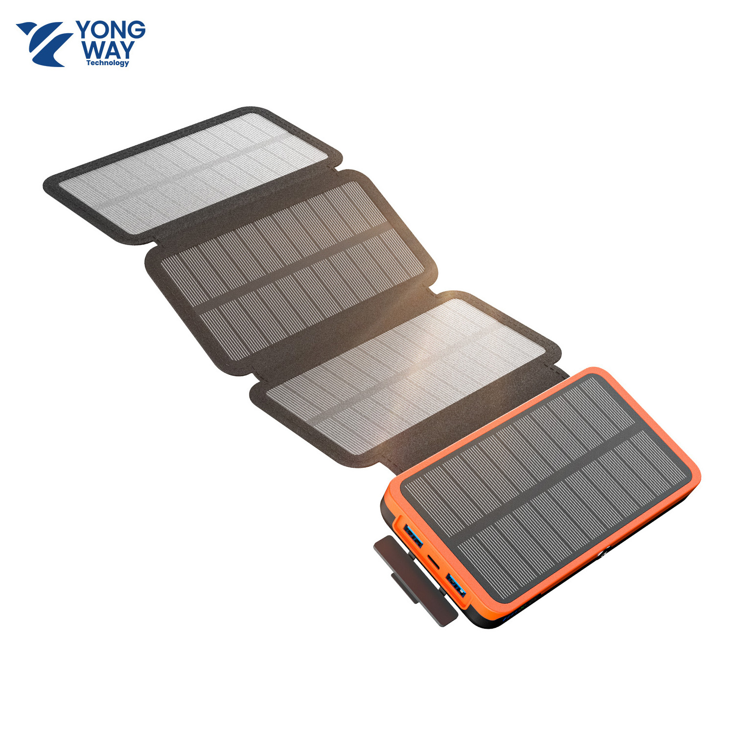 2023 New Trending  Foldable Waterproof 20000Mah Solar Charger Outdoor Travel Mobile Powerbank Solar Power Bank