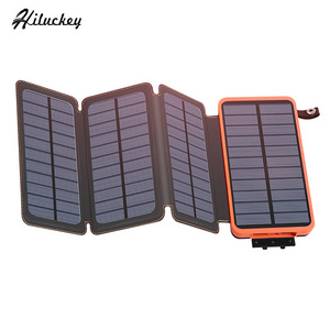 Hiluckey Hot Sale Foldable Power Bank Outdoor Portable Solar Phone Charger with LED Light Power Banks 16000mAh