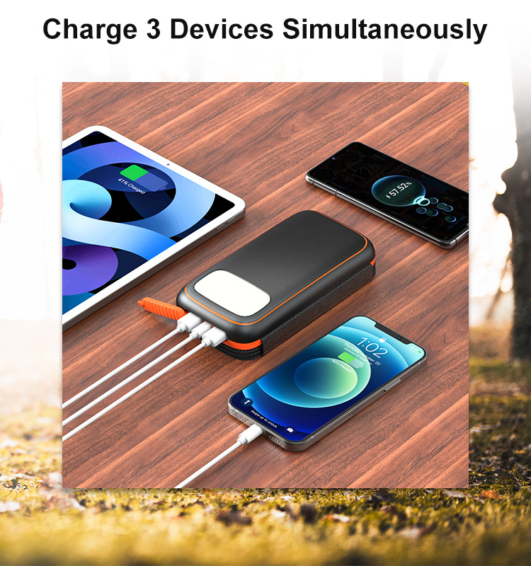 High Quality Fast Charging 4 Solar Panels Usb C Power Bank 20000Mah Solar Charger