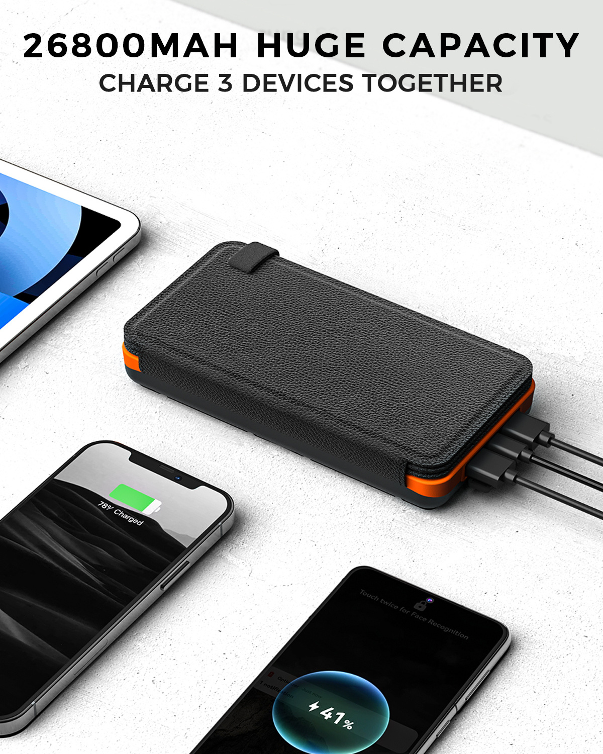 Hiluckey 2024 New Solar Panels Portable Battery Charger 16000Mah Powerbank Solar Power Bank For Iphone