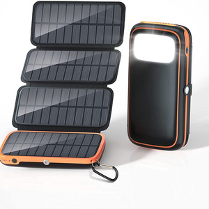 Hiluckey Wholesale Price 20000Mah Capacity Portable Power Bank 4 Solar Panels Solar Charger