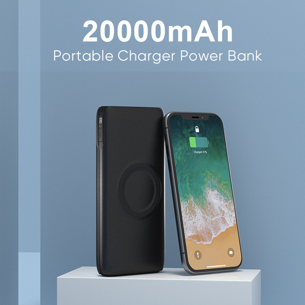 Wholesale Price Portable Powerbank 20000mAh OEM Fast Charging Wireless Charger Slim Smart Power Bank