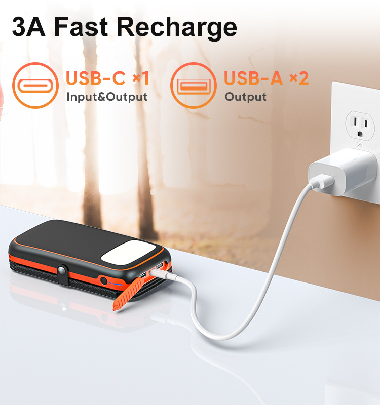 High Quality Fast Charging 4 Solar Panels Usb C Power Bank 20000Mah Solar Charger