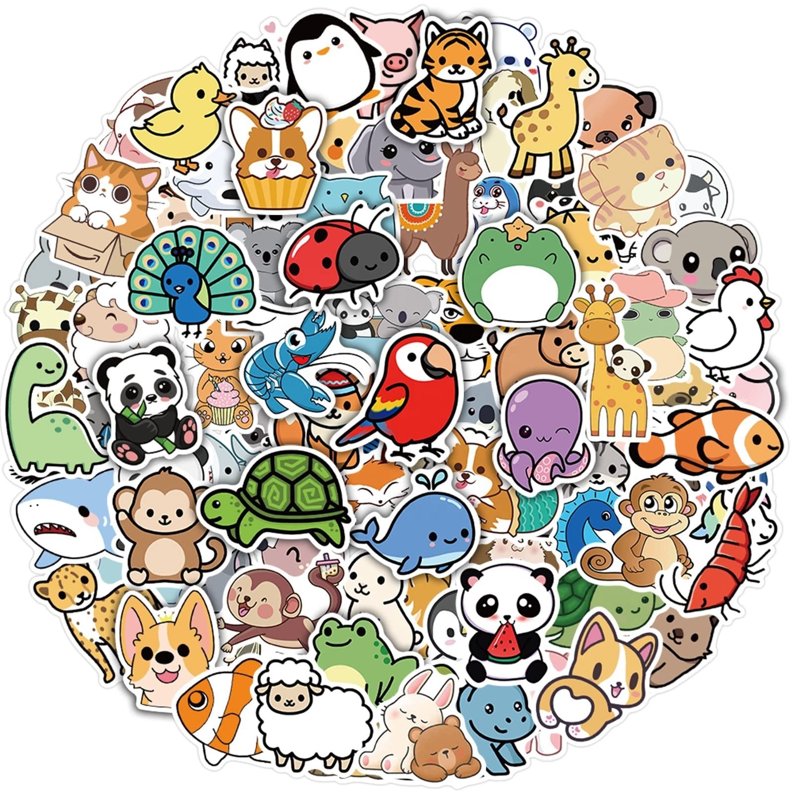 yuwei100 Pcs Cute Animal Stickers for Kids Water Bottle Stickers Waterproof Vinyl Hydroflask Phone Skateboard Laptop Stickers