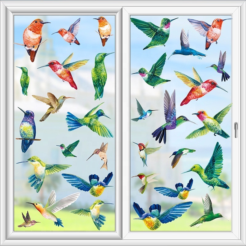 yuwei Colorful flowers and birds simulate collision avoidance Wall Sticker Flower birds Decals Living Room Decorative Wallpaper