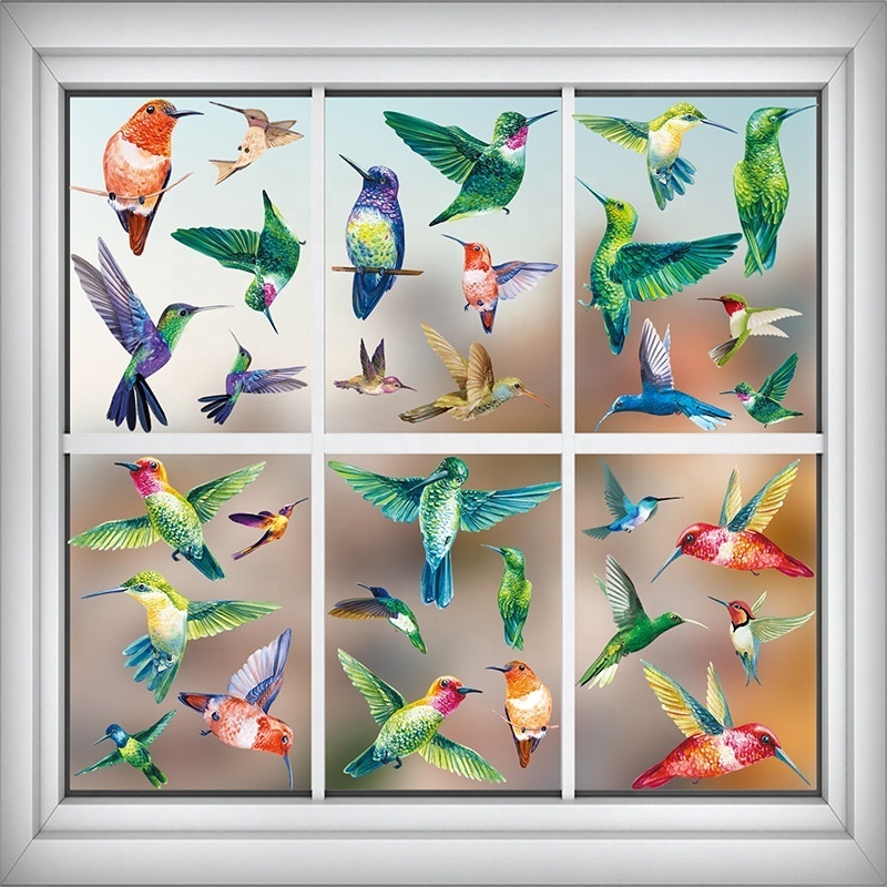 yuwei Colorful flowers and birds simulate collision avoidance Wall Sticker Flower birds Decals Living Room Decorative Wallpaper