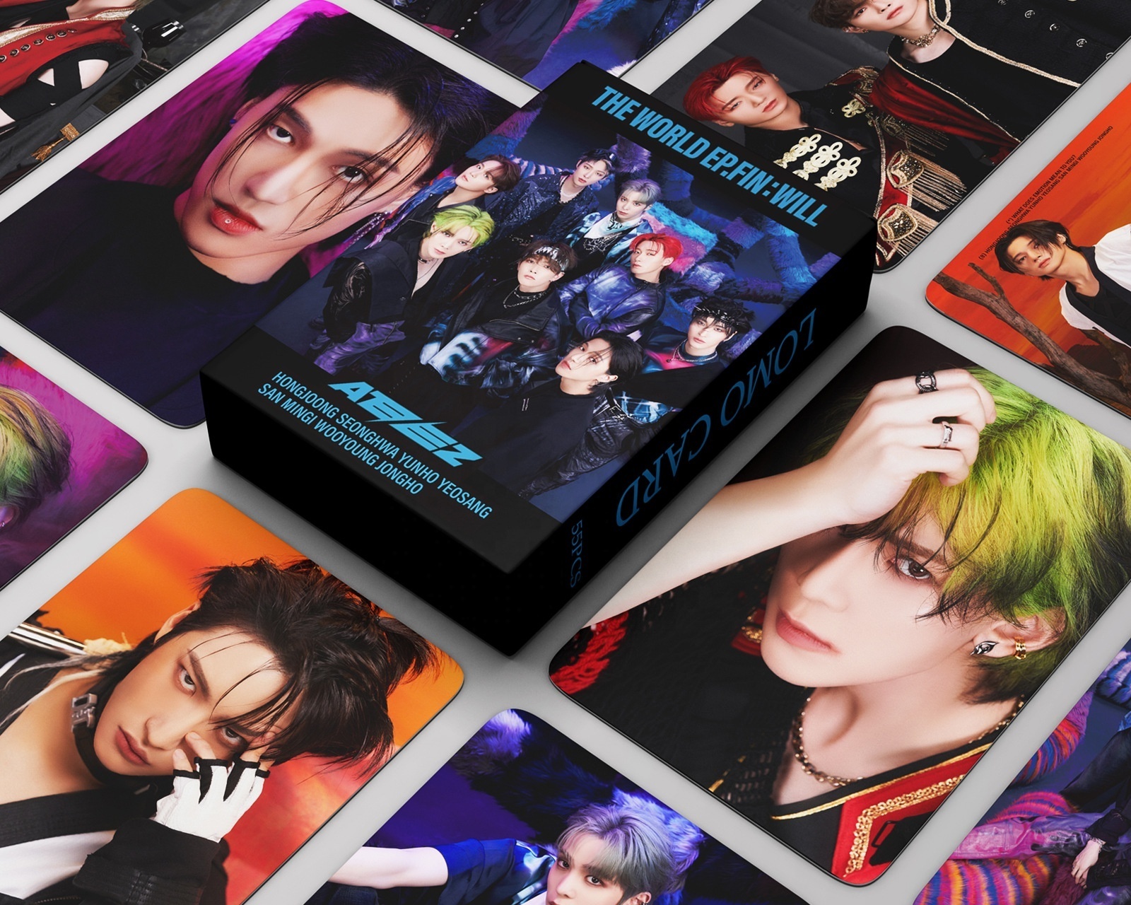 YUWEIKPOP 55pcs/box ATEEZ HE WORLD EP FIN WILL Photocard Lomo Card Photo Card