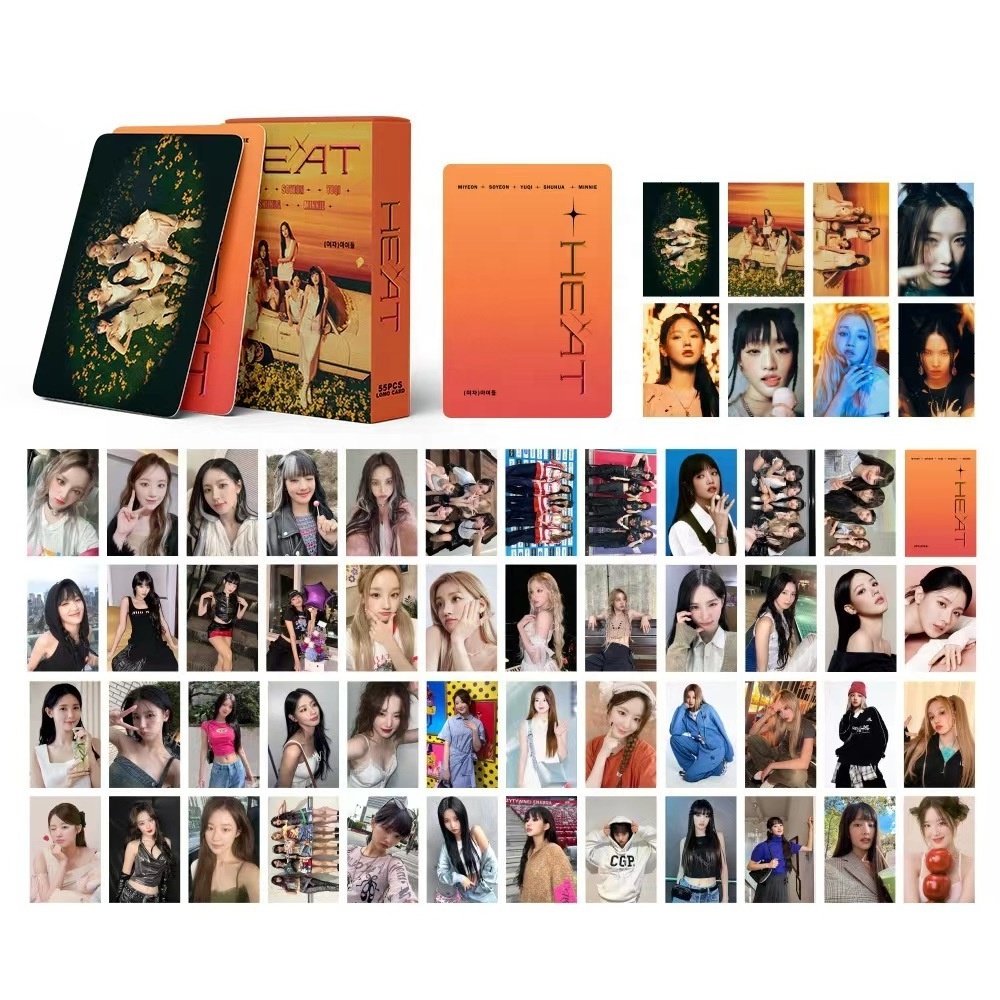 55Pcs/Set KPOP (G) I-DLE HEAT Album Photocards Boxed Postcard MiYeon Soyeon YUQI Minnie Shuhua LOMO Cards Fans Collection Gift