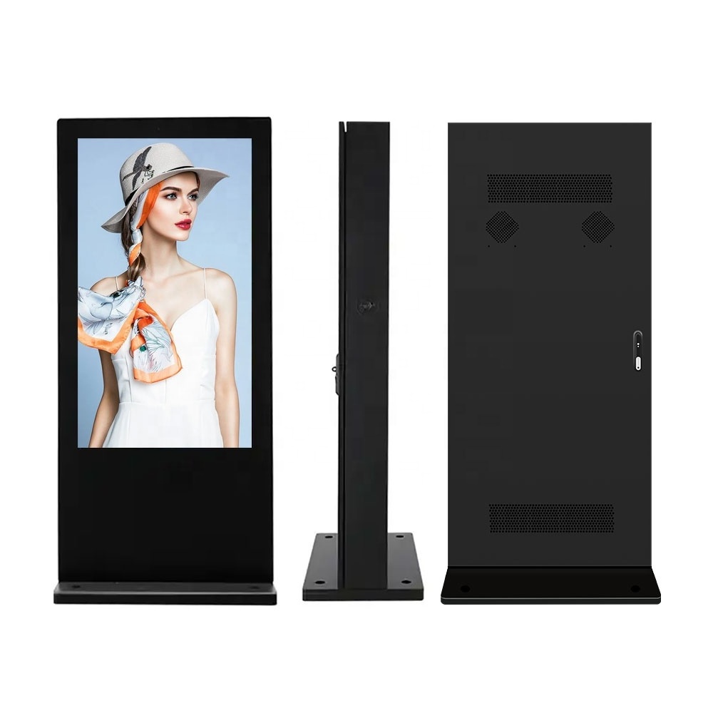 YUWO HD LCD Outdoor IP65 3500LUM Floor Stand Digital Signage Advertising 55Inch  Waterproof Totem Kiosk