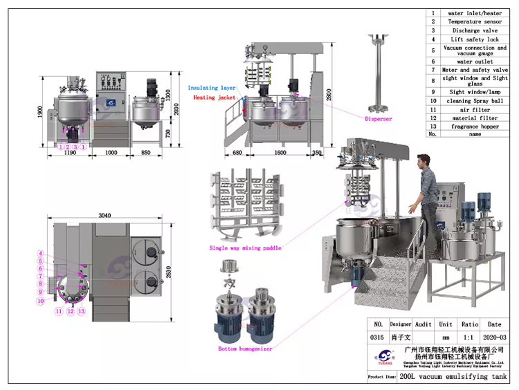 High quality liquid soap making machine vacuum emulsifying mixer cosmetics making machine