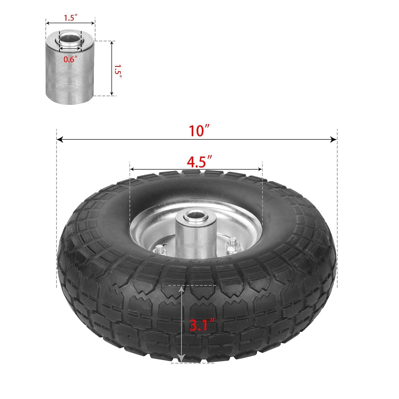 Solid Rubber/PU Flat Free Tubeless Hand Truck/Utility trolleys wheels Beach Tire Wheels 3.50-4 robot wheel Tire