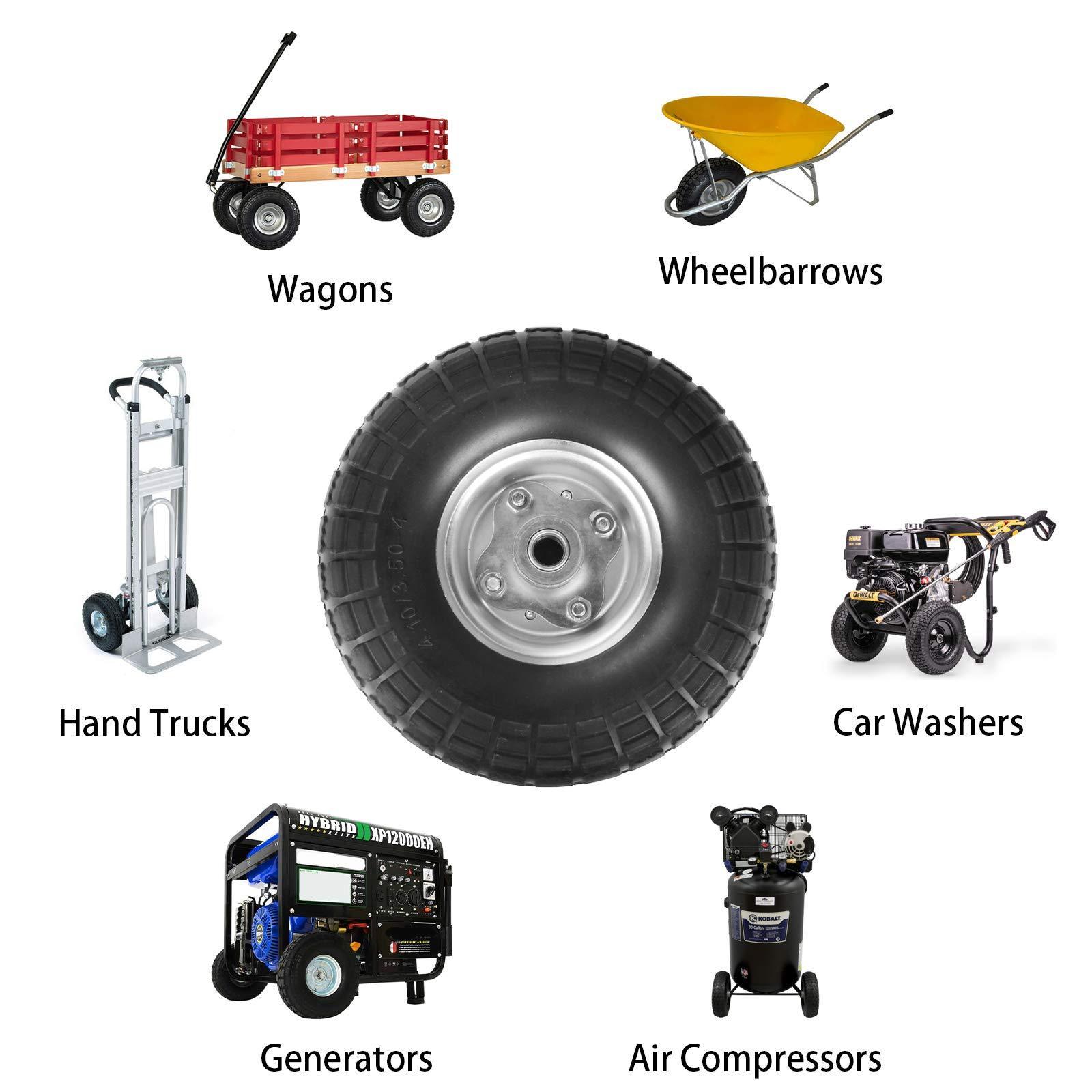 Solid Rubber/PU Flat Free Tubeless Hand Truck/Utility trolleys wheels Beach Tire Wheels 3.50-4 robot wheel Tire