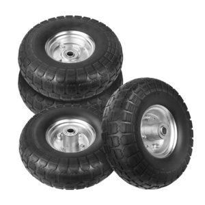 Solid Rubber/PU Flat Free Tubeless Hand Truck/Utility trolleys wheels Beach Tire Wheels 3.50-4 robot wheel Tire