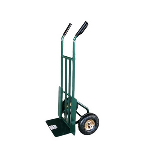 steel hand truck trolley cart with air pneumatic PU foam flat free solid rubber wheels for stock transport