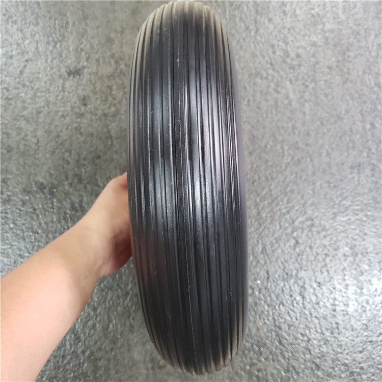 16 inch 4.00-8 polyurethane pu foam flat free solid rubber tire wheel with 12/16/20/25mm bearings all terrain