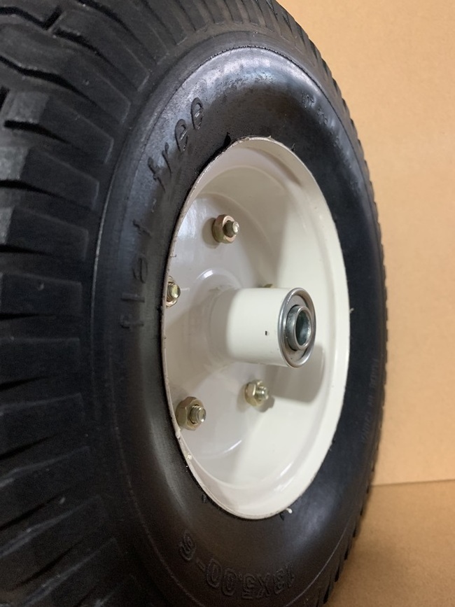 13 inch 5.00-6 polyurethane pu foam flat free solid rubber tire wheel with 12/16/20/25mm bearings all terrain