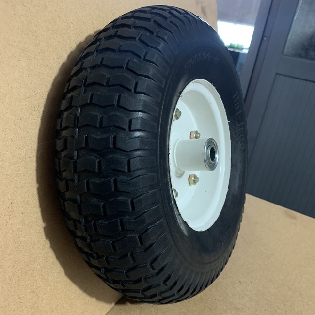 13 inch 5.00-6 polyurethane pu foam flat free solid rubber tire wheel with 12/16/20/25mm bearings all terrain