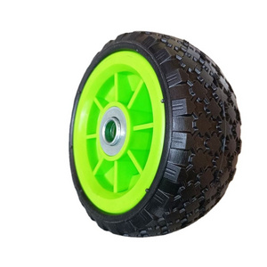 6 inch 6x2.5" polyurethane pu foam flat free solid rubber tire wheel with 12/16 bearings all terrain