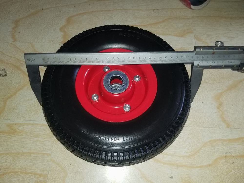 New type of 11.6 inch 295x80mm polyurethane pu foam flat free solid rubber tire wheel with 12/16/20/25mm bearings all terrain